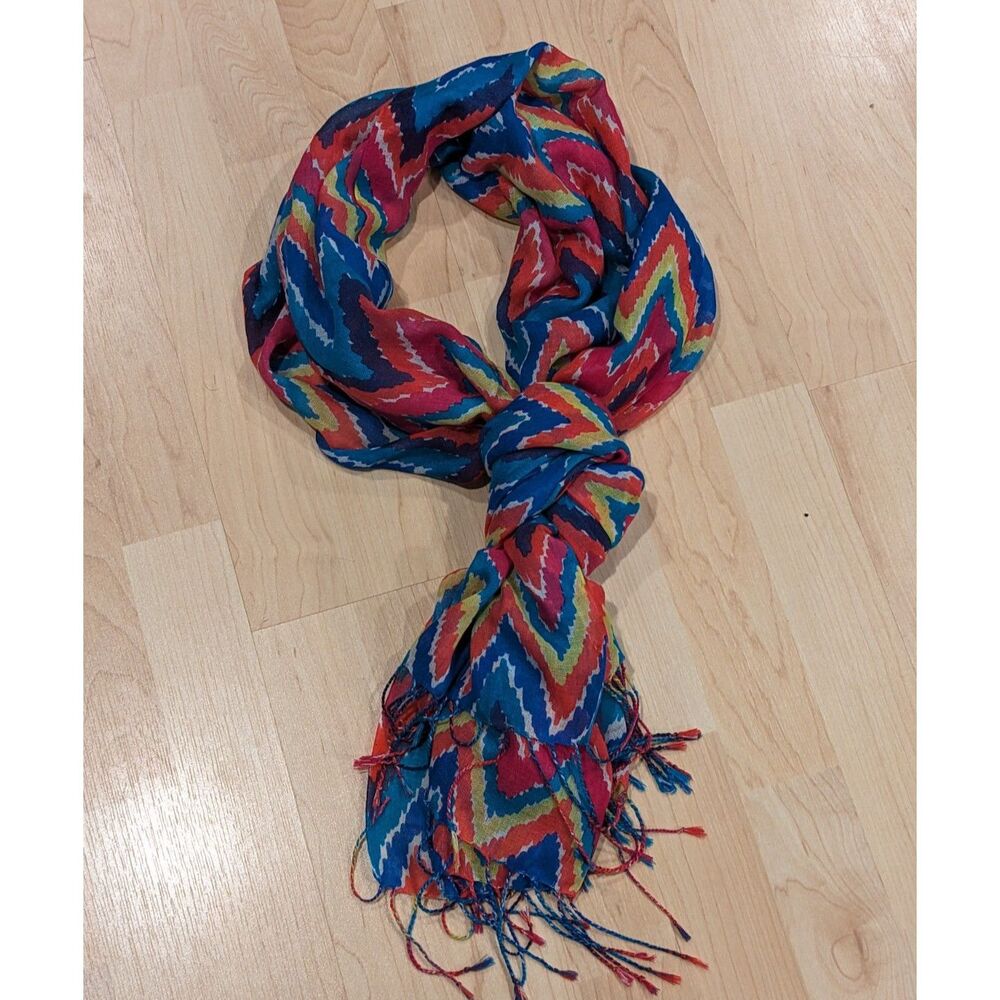 Lilly Pulitzer Silk Cashmere Scarf Wrap Hearts A Flutter Chevron Luxe Dopamine
